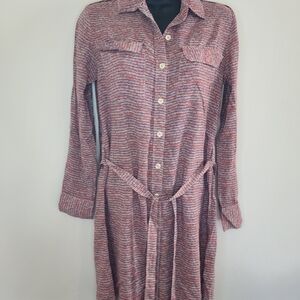 Elegant Red and White Long Sleeve Dress